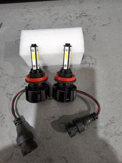 Bright 4 Side Mini LED Lights H11 Clear White LED Lights. 6000k With Built In Fan..
