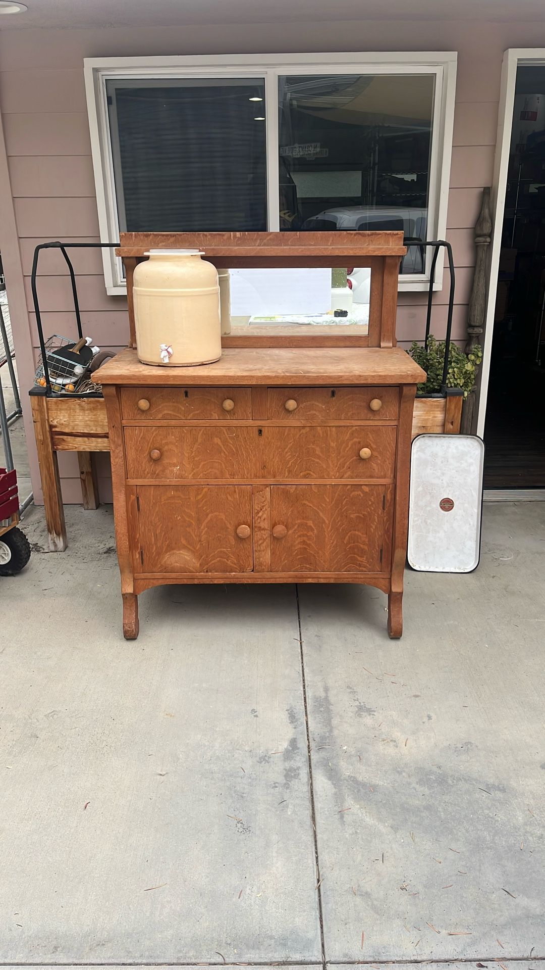Vintage (1970s?) Wood Dresser/ Buffet - Heavy And Sturdy
