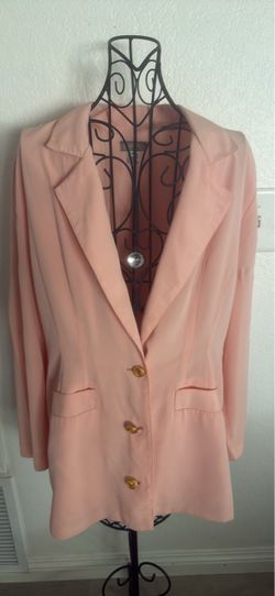 Vintage Women's Pink/coral Blazer with Gold Buttons