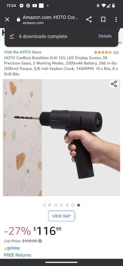 HOTO Cordless Brushless Drill 12V