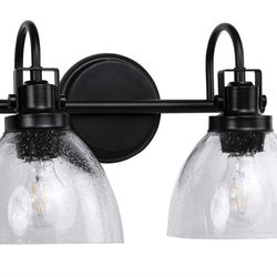 Valdivian 2-light Bathroom Vanity Light Brass Colored Clear Seeded Glass New