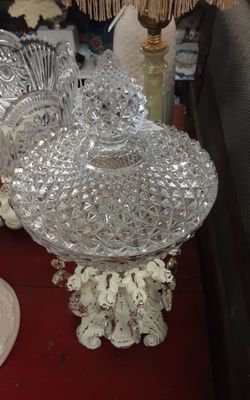 1940's Hollywood Regency Lead Crystal Covered Candy Dish- Located in Shelton