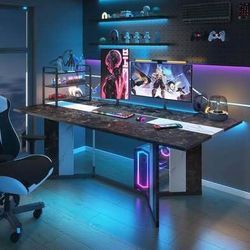 New 71 Inch Gaming Computer Desk  Long Adjustable Legs, Metal Frame