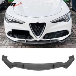 Fits 2017-2026 Alfa Romeo Stelvio IKON Style Front Bumper Lip Carbon Fiber Print 3PC