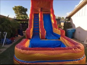 Orange Wave Inflatable Waterslide