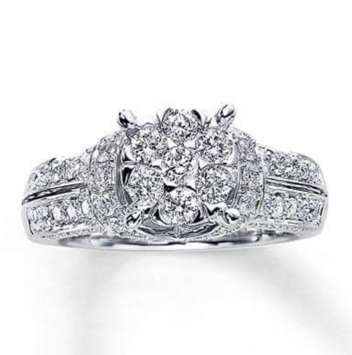 Diamond Engagement Ring 1-3/8 ct tw Round-cut 14k White Gold