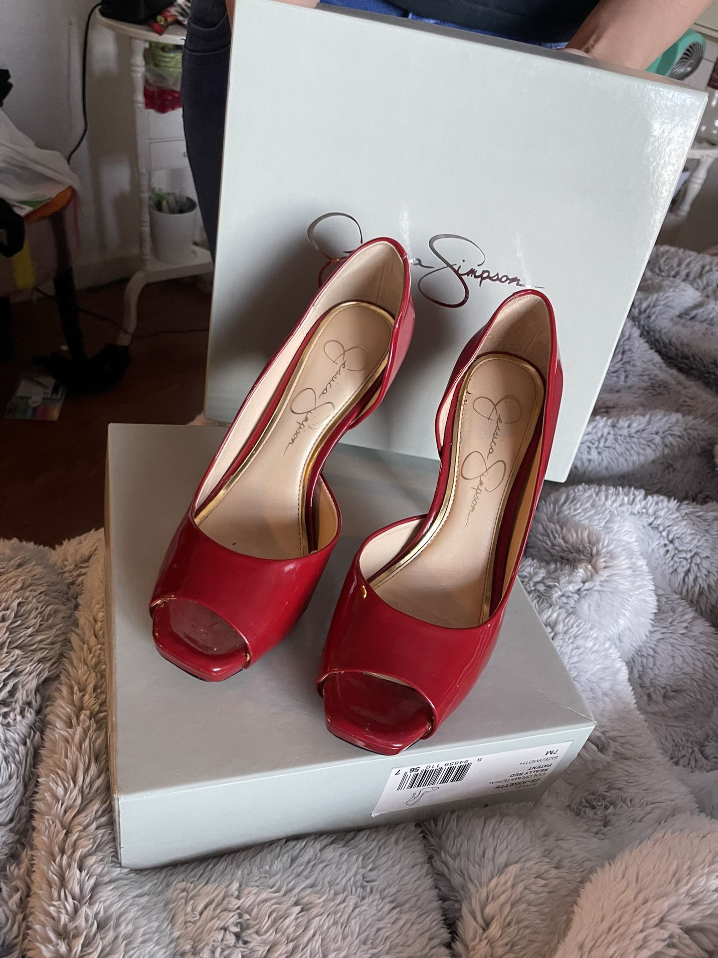 Jessica Simpson Red Open Toe High Heels