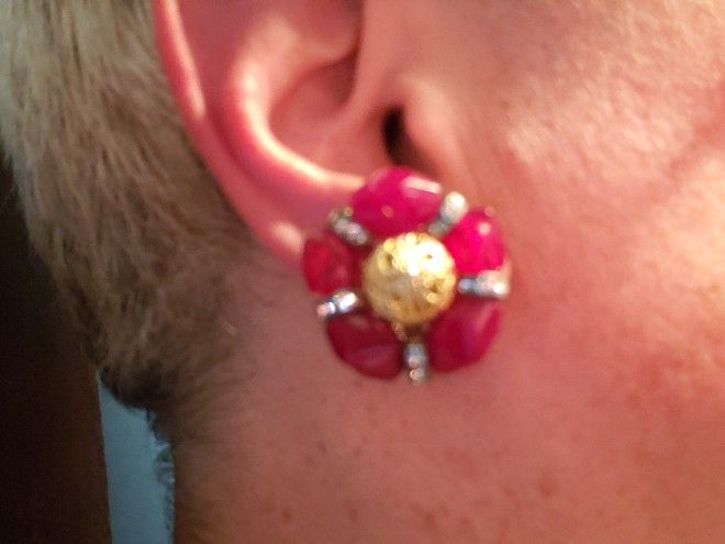 vintage ruby red clip-on earrings