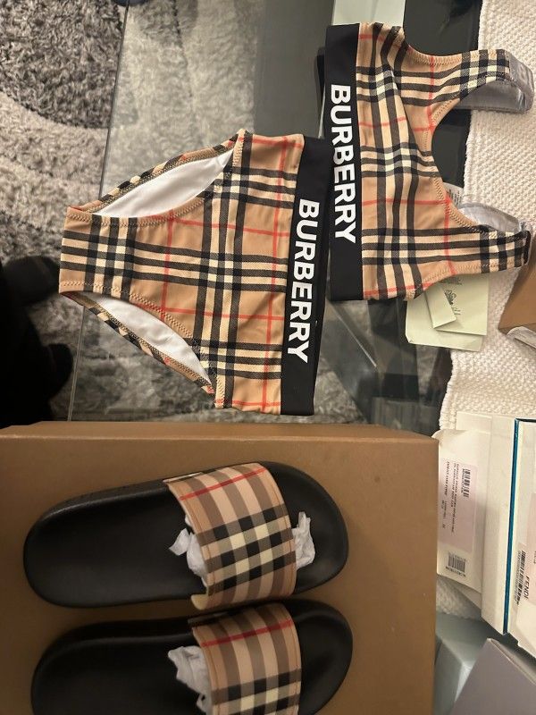 NEW Burberry Swimsuit And Slides