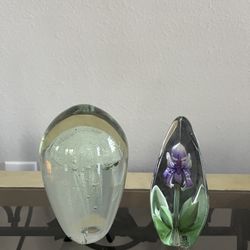 💎 Art Glass Paperweight Set - $60 for both Beautiful blown glass decorative pexcellent 
