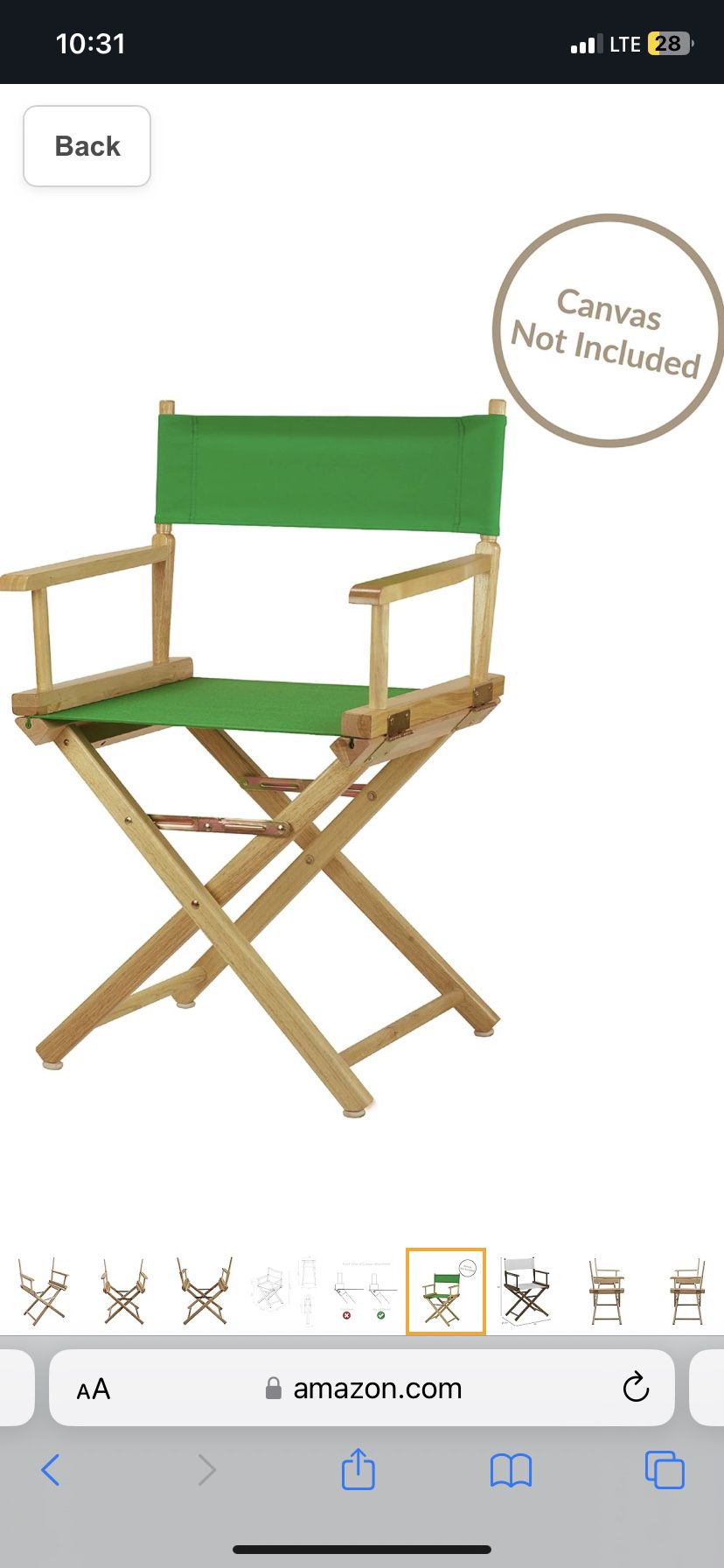 Directors Chair Natural Frame 18 Inch X 2, Canvas Sets
