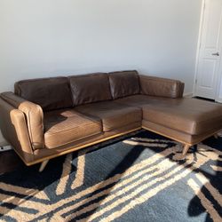 Leather Sectional Couch - Brown