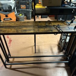 Console Table 70.8" Rustic Brown Side Table Sofa Table with Metal Frame