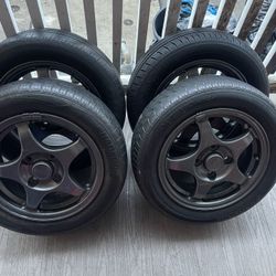 Rim and Tires 4x114 Charcoal Gray 