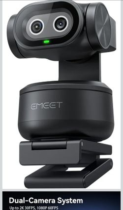 EMEET PIXY Dual-Camera AI-Powered PTZ Camera 2K, AI Tracking, PDAF&AI Autofocus 0.2s, 1/2.55'' Sony Sensor, 3 Mics, Presets, Gesture Control, 2K Webca