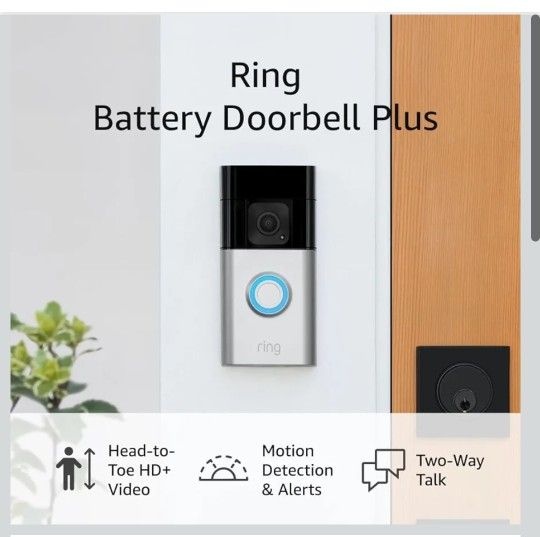 Ring Battery Doorbell Plus 1536p HD Wi-Fi Video Doorbell Satin Nickel NEW SEALED
