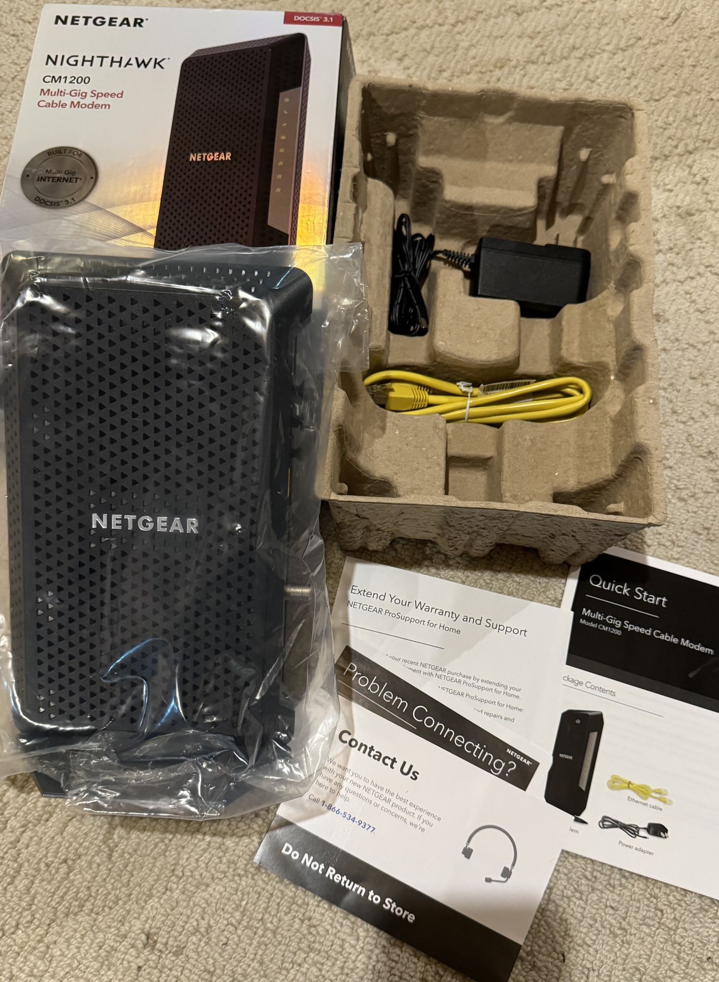 NETGEAR Nighthawk Cable Modem CM1200 - Compatible with all Cable Providers including Xfinity by Comcast, Spectrum, Cox | For Cable Plans Up to 2 Gigab