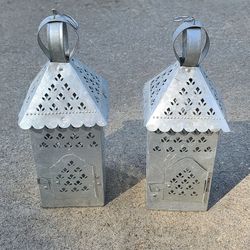 2 Nice Metal Lanterns With Candle Holder