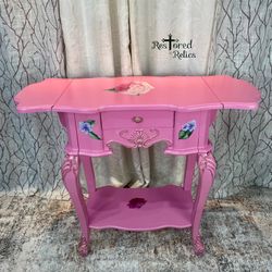 Petite, pink floral child’s vanity/desk