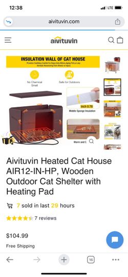 Aivituvin Heated Outdoor Cat House with Heating Pad