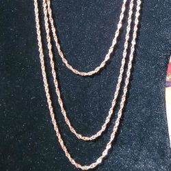 3 Chain Necklace In ION plated Rose gold Stainless Steel (18 in)