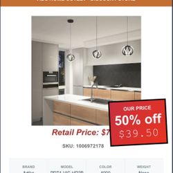 Artika Vivaldi 16-Watt 1 Light Matte Black Modern 3 CCT Int egrated LED Mini Pendant Light Fixture for Kitchen Island PDT1-VIC-HD2BL