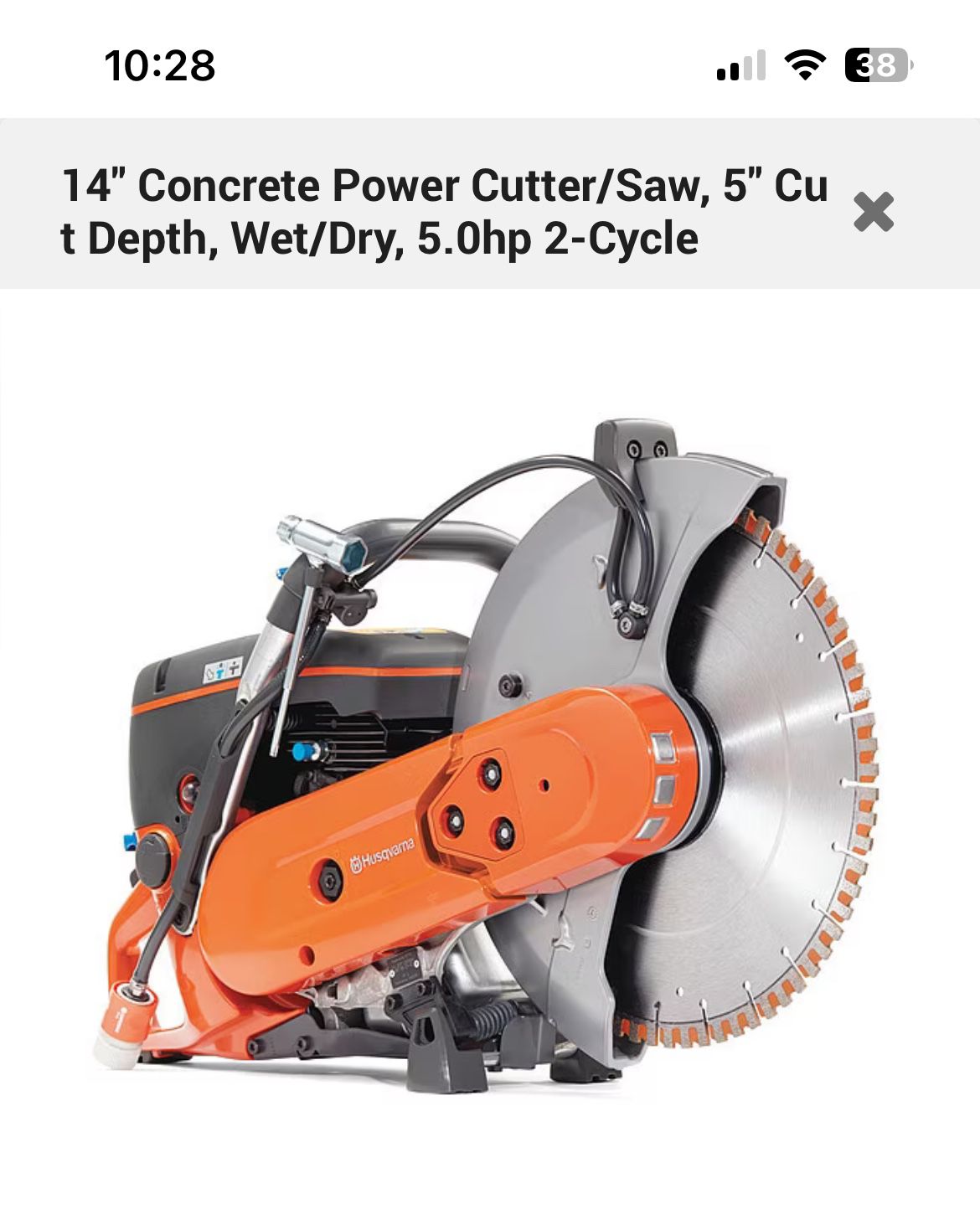 Gas powered concrete cutter 14 inch