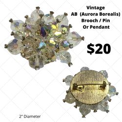 Vintage AB (Aurora Boreallis) Brooch Pin