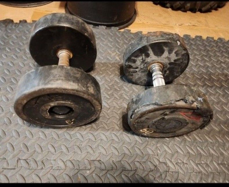 50lb Dumbbells Gym Weights Worn Still Work