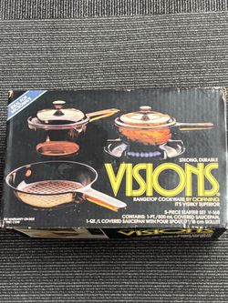 Visions Cookware Amber 5 Piece Starter Set V-168 New In Box  1987 Vintage