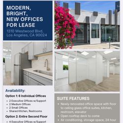 MODERN, BRIGHT, NEW OFFICES FOR LEASE