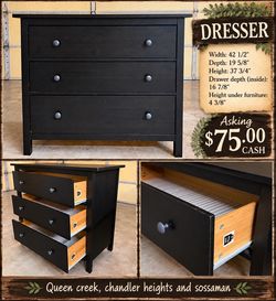 🖤 BLACK 3-DRAWER DRESSER