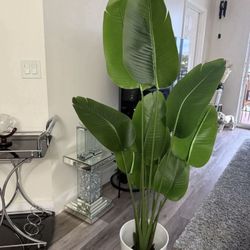 Pretty Artificial Plant 5 Ft Tall With Tall Planter ! Brand New) 