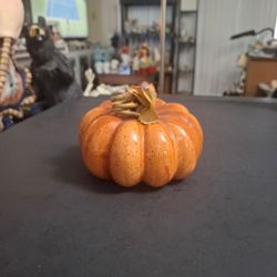 Decorative Ceramic Pumpkin Fall Decor 5"W X 3.5"H Mint Condition
