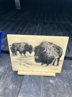 Marble Etched Bison Buffalo  1939 USA