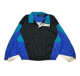CHRISTIAN DIOR MONSIEUR WINDBREAKER JACKET MENS LARGE L BLACK COLORBLOCK ZIP UP