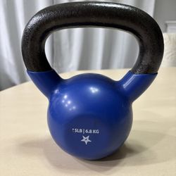 15LB Vinyl Coated Cast Iron  Kettlebell