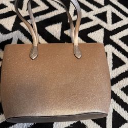 Kate Spade Gold Glitter Large Tote Bag Zip Top