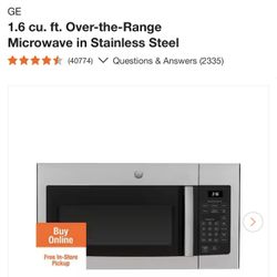 GE Microwave 1.6 Cubic Ft 