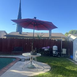 umbrella and table with stand