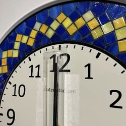 16" Royal Blue and Yellow Mosaic Tile Clock ***NEW***