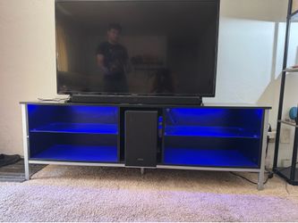 Moving sale! Entertainment Center for 65+ Inch TV with LED Lights & Adjustable Glass Shelves