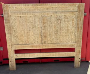 ✨ Stunning Hand-Carved Solid Mango Wood Queen Headboard ✨
