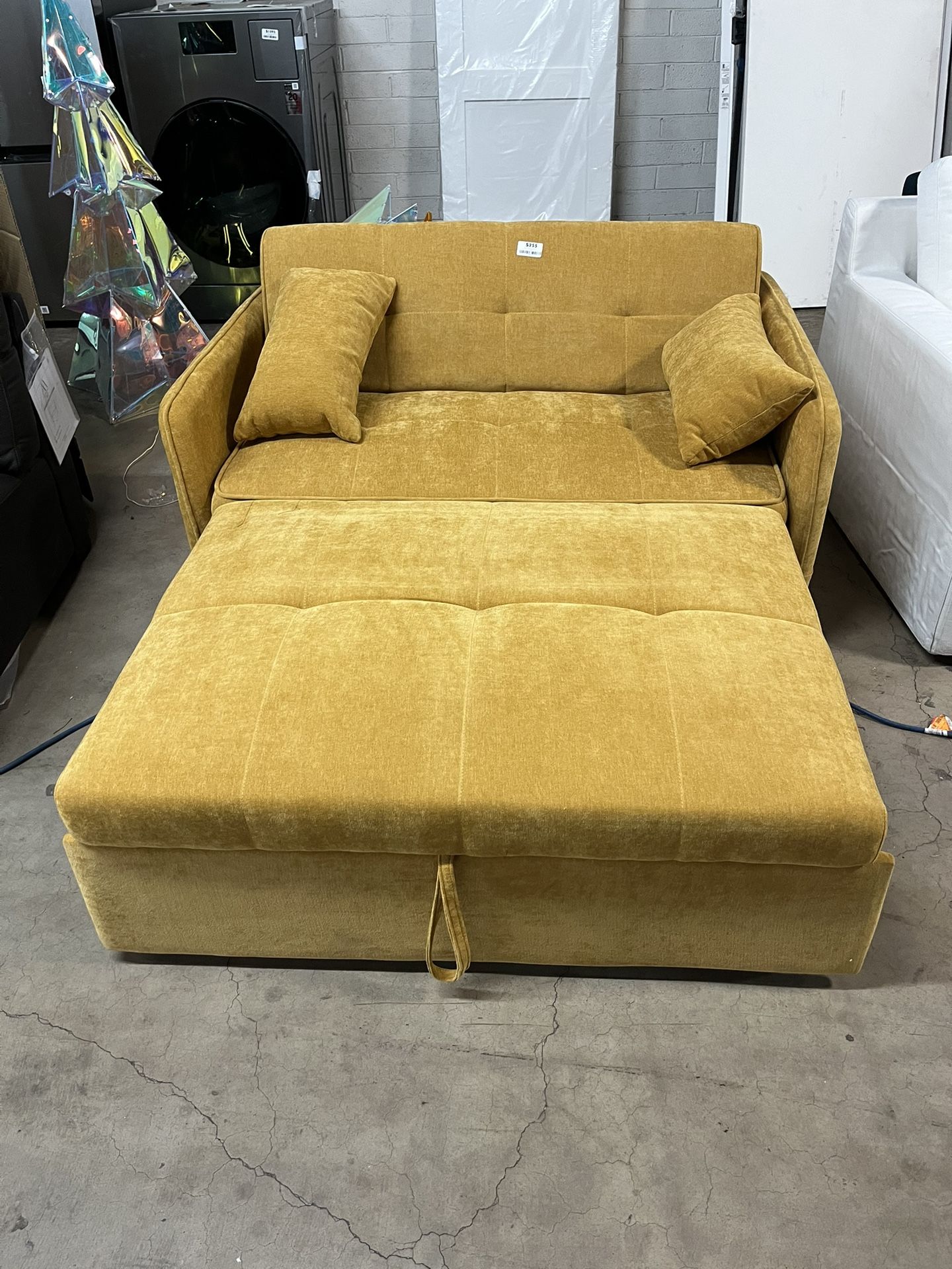 Chenille Sleeper Sofa - Yellow