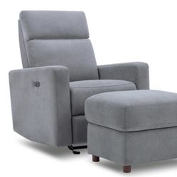 Premium Ottoman Footrest For Nursery Or Living Room, Features Premium, Stain-Resistant Performance Fabric In A Sleek, Smooth Glide Design. (Gray)