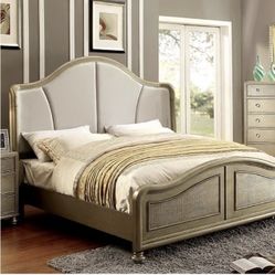 Queen Size Nisha Bed w/ 2 Nightstands – Tufted Headboard