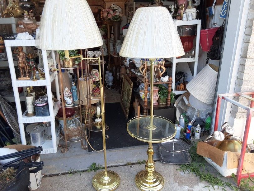 TWO REALLY Nice Looking BRASS Floor LAMPS with NEW SHADES 23 DOLLARS EACH
