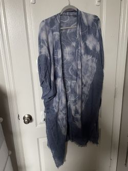 Blue tie dye kimono cardigan