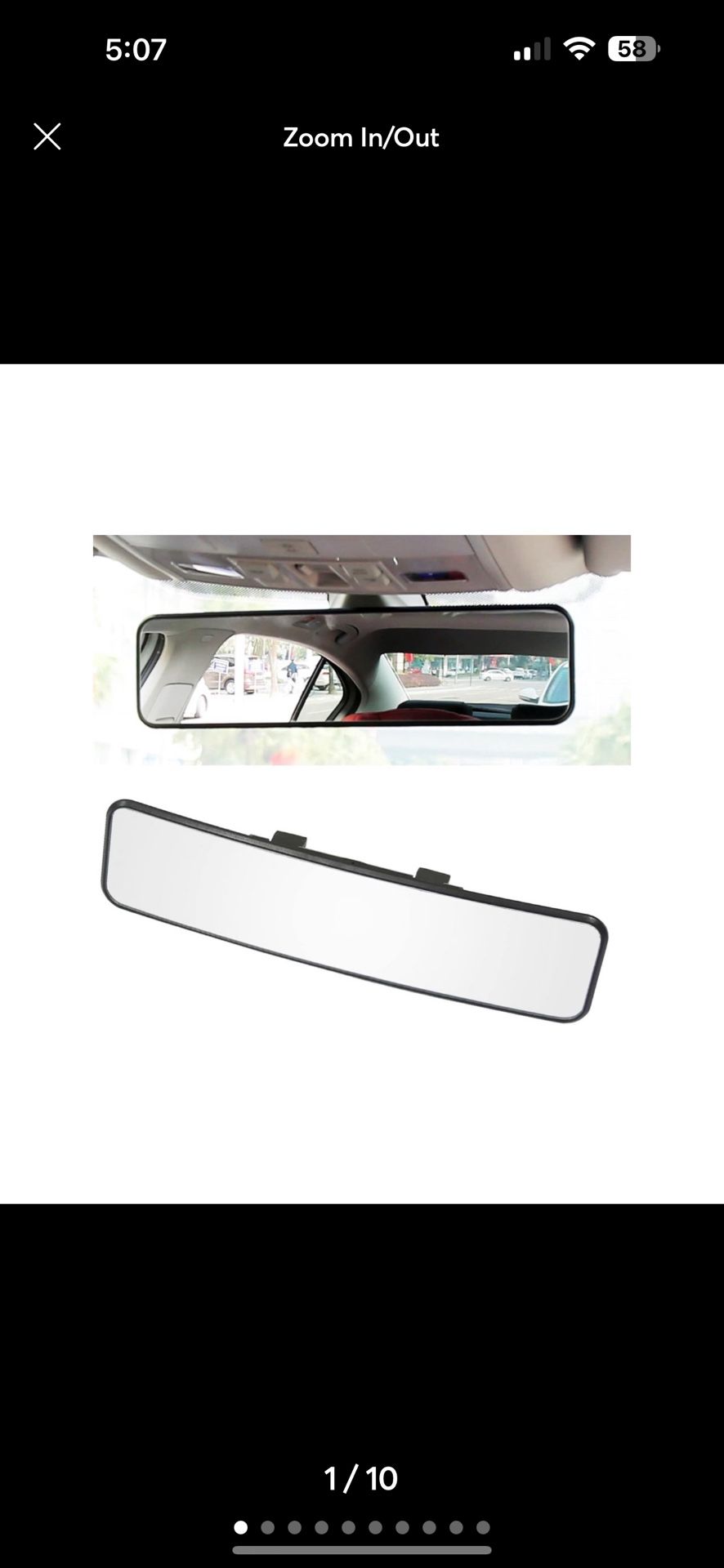 Universal Interior Clip On Panoramic Rearview Mirror- 11.4”