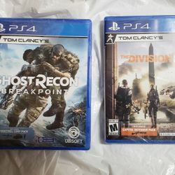 PS4 Tom Clany's The Division 2 and Ghost Recon Breakpoint Games Brand New 